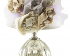 Vintage Style Mercury Glass Lamp with Fabric Roses