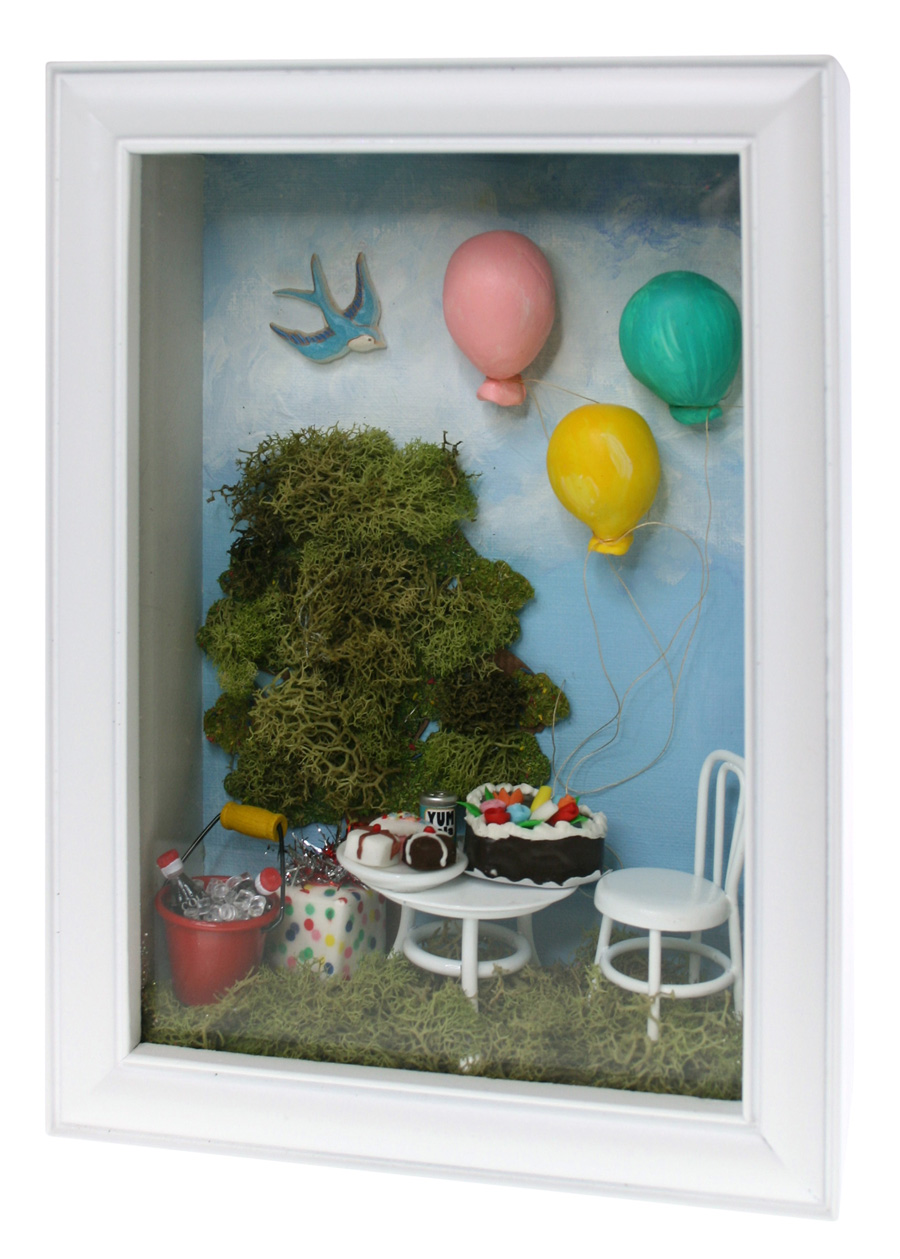 Birthday Party Shadow Box with Miniatures Sparrow Innovations