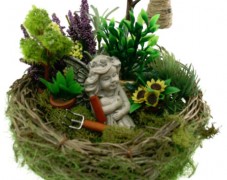 Fairy Garden in Bird Nest