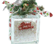 Merry Christmas Glass Block